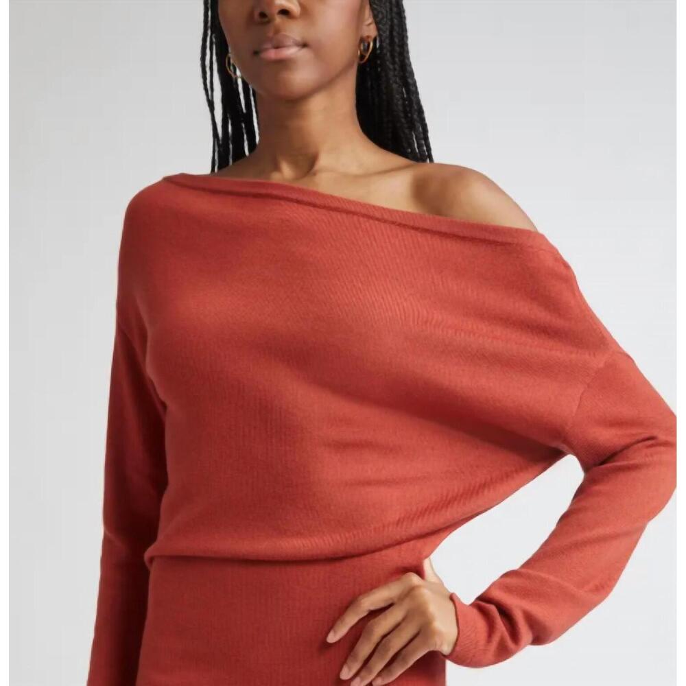 NEW RAMY BROOK chance off shoulder sweater in orange